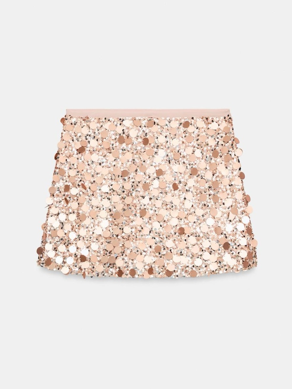 NWT Zara Sequin Mini Skirt Pink Gold - Picture 5 of 12